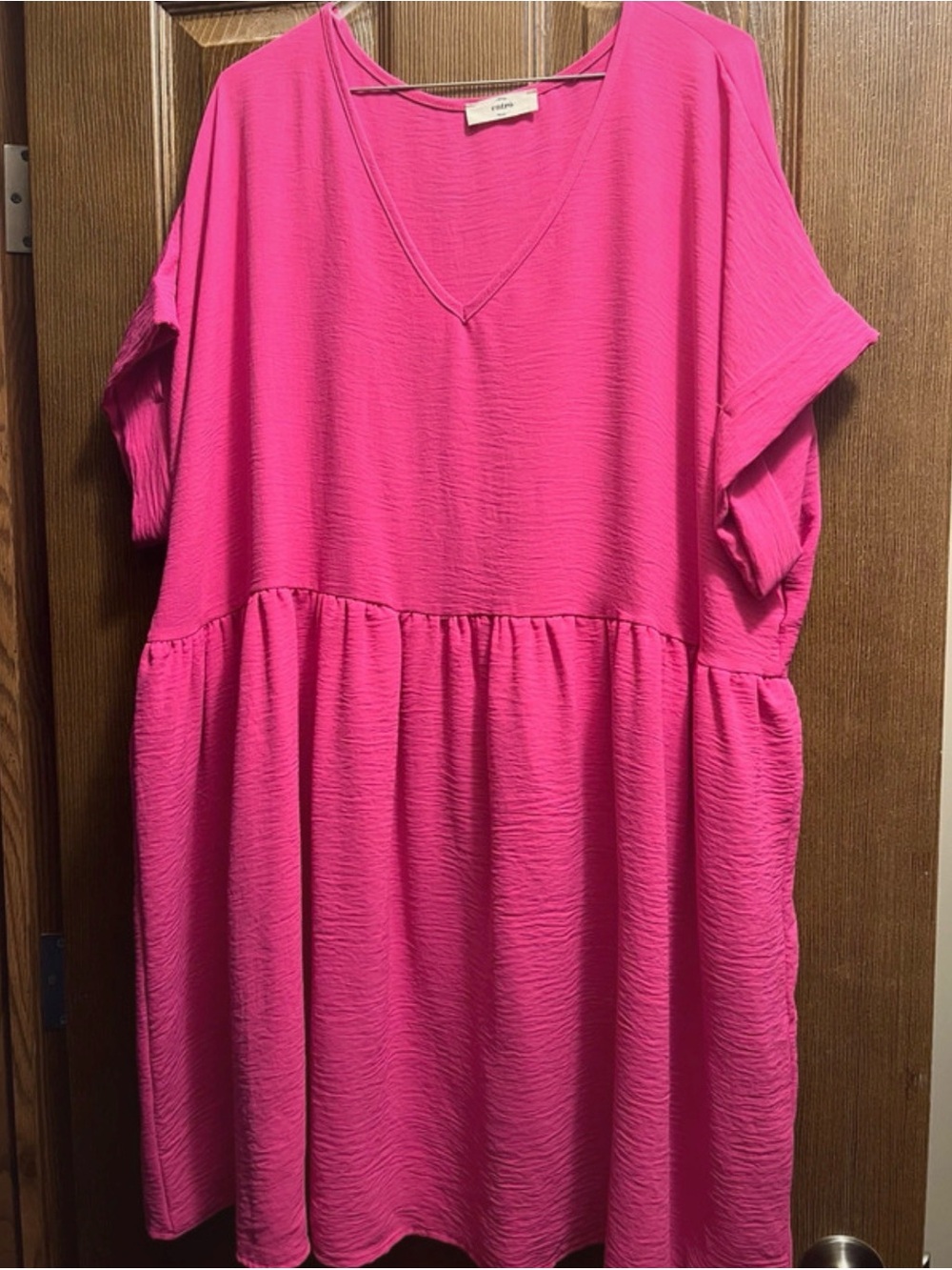 entro Hot Pink V-Neck Midi Dress